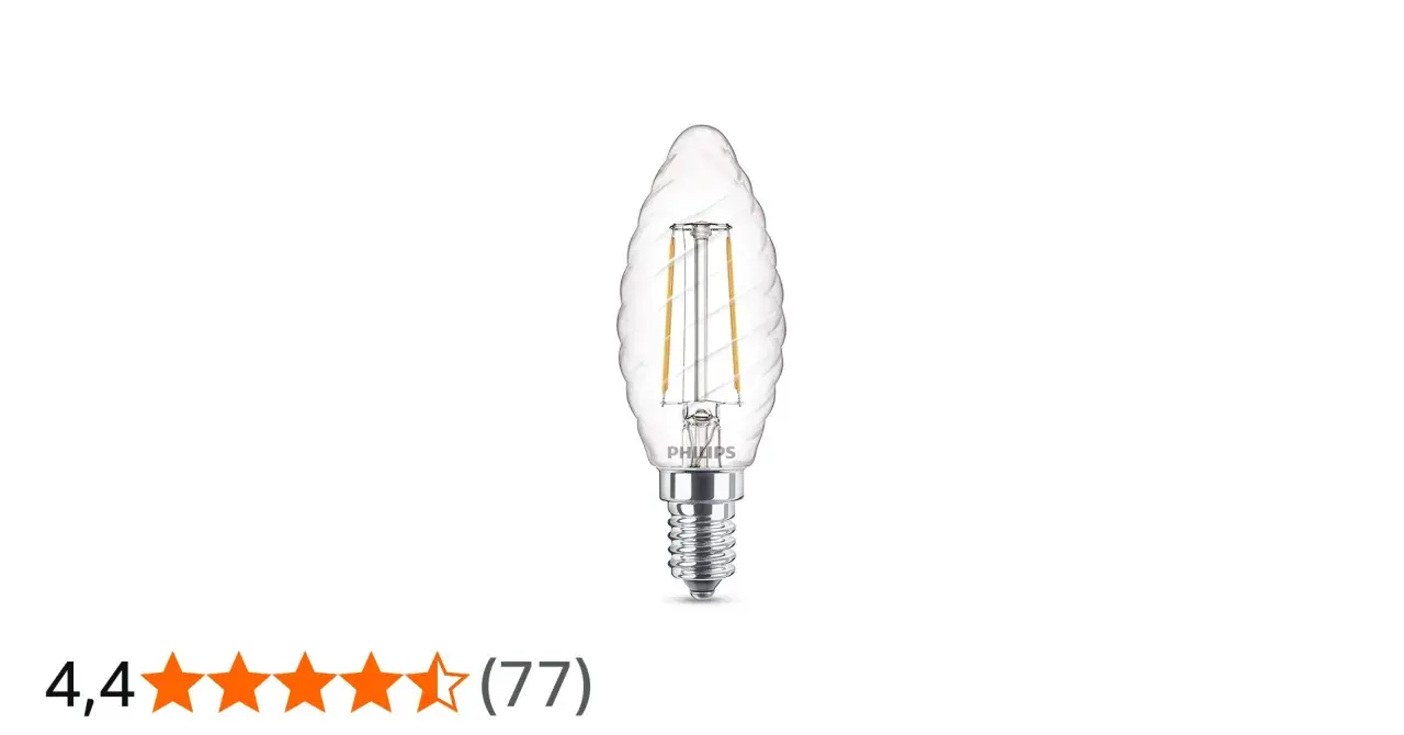 Ampoule torsadée Philips au design élégant, avec filaments LED apparents pour une touche vintage.