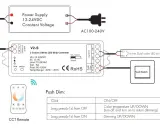 Schéma branchement barre led : alimentation 12-24VDC, contrôleur V2-S, ruban LED 2 fils, télécommande et interrupteur.
