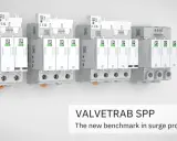 Ensemble de parafoudres VALVETRAB SPP de Phoenix Contact, conçus pour la protection contre les surtensions. Le **contact sec** est intégré pour une signalisation d'état.