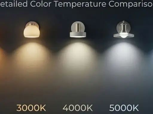 Comparaison de la température de couleur des ampoules LED : de l'ambre chaud (2700K) au blanc froid (6000K).