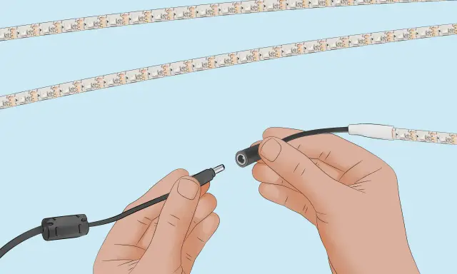 Connexion d'une alimentation à une réglette LED extra plate.