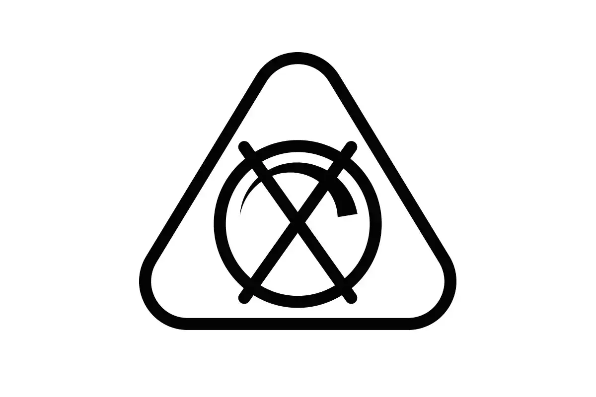 Symbole d'avertissement : le s&eacute;chage en tambour est interdit. Ce symbole indique le non dimmable signification, c'est-&agrave;-dire que l'appareil ne peut pas &ecirc;tre r&eacute;gl&eacute;.